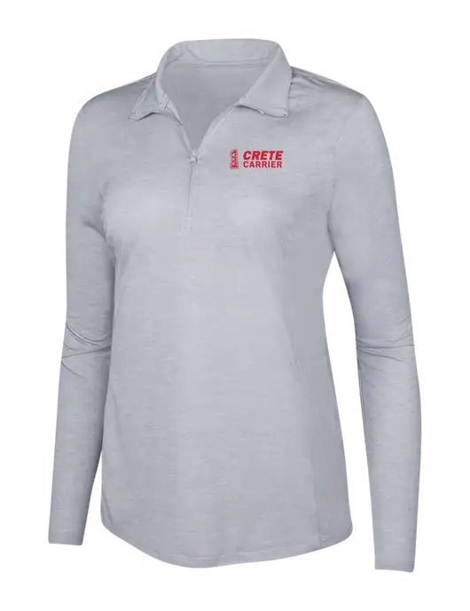 Light Grey Heather Womens Posicharge Tri-Blend Wicking 1/4 Zip Pullover w/Crete Carrier Logo
