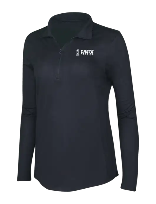 Black Triad Solid Womens Posicharge Tri-Blend Wicking 1/4 Zip Pullover w/Crete Carrier Logo