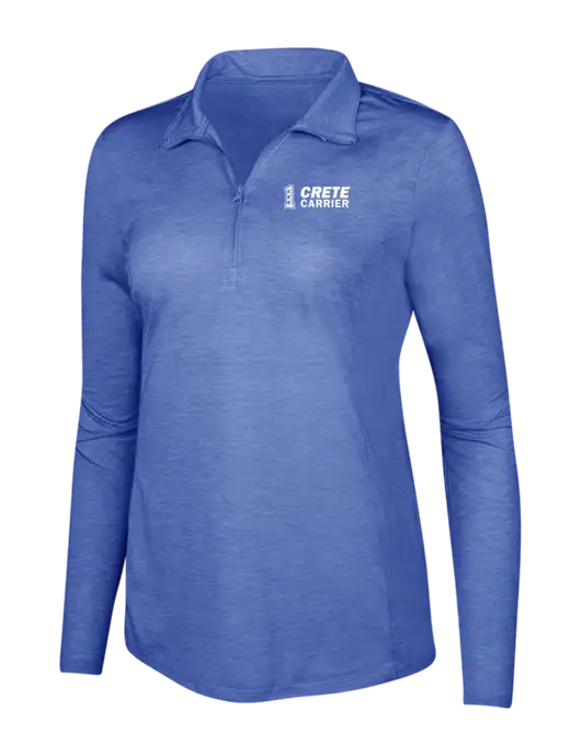 True Royal Heather Womens Posicharge Tri-Blend Wicking 1/4 Zip Pullover w/Crete Carrier Logo