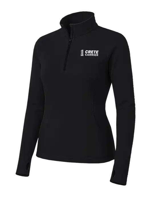 Womens Black Sport Wick Stretch 1/4 Zip Pullover w/Crete Carrier Logo