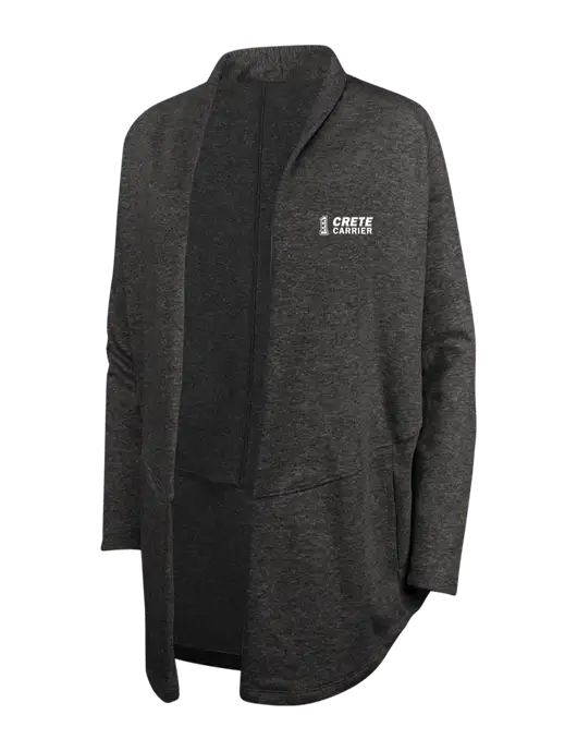 Charcoal Heather/ Medium Heather Grey Womens Interlock Cardigan w/Crete Carrier Logo