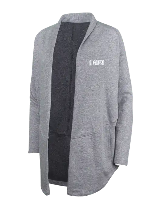 Medium Heather Grey/Char Heather Womens Interlock Cardigan w/Crete Carrier Logo