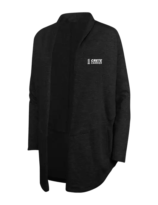 Deep Black/Charcoal Heather Womens Interlock Cardigan w/Crete Carrier Logo