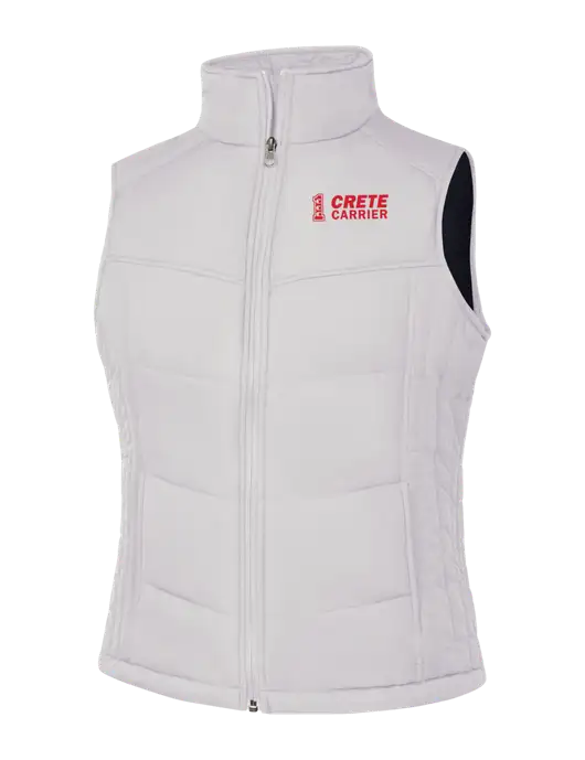 Womens White/Dark Slate Puffy Vest w/Crete Carrier Logo