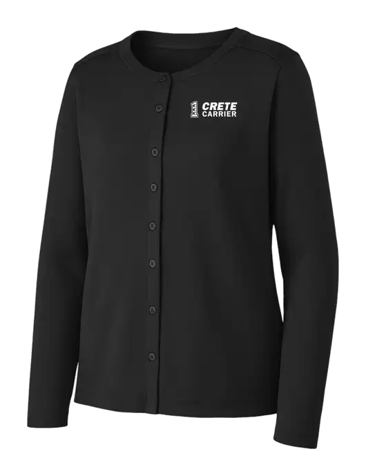 Black Womens Concept Stretch Button-Front Cardigan Sweater w/Crete Carrier Logo
