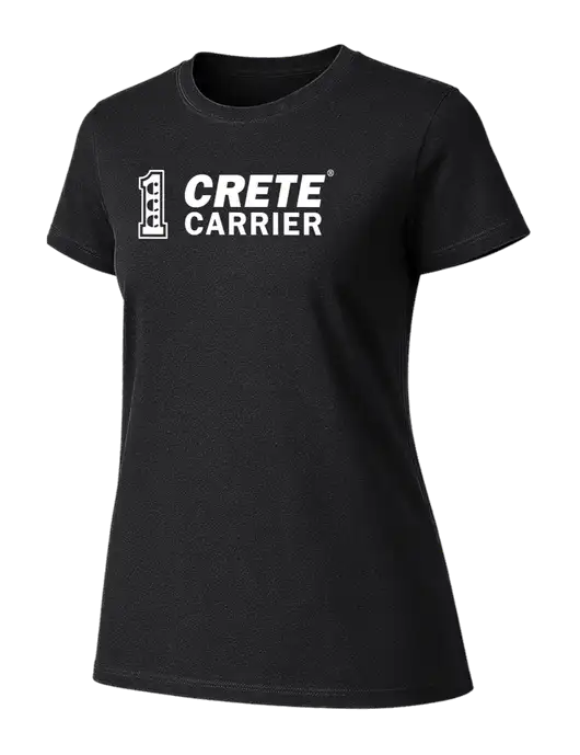 Womens Ring Spun Jet Black 4.5 oz T-Shirt w/Crete Carrier Logo