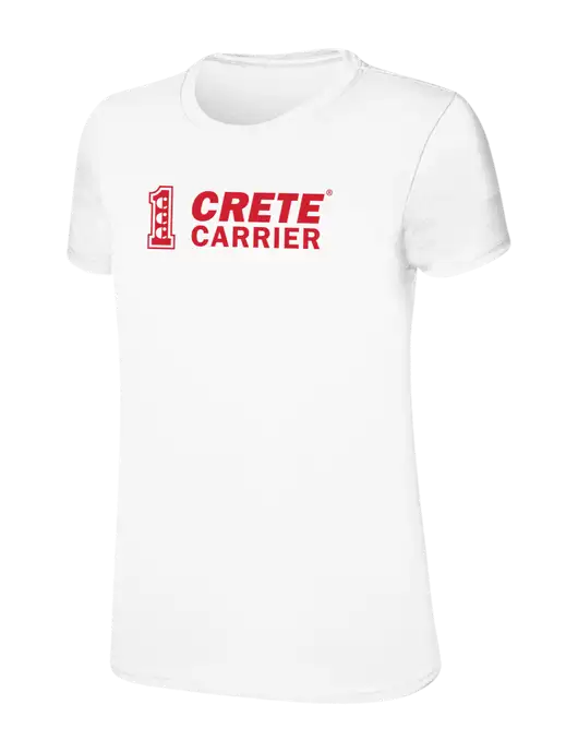 Womens Ring Spun White 4.5 oz T-Shirt w/Crete Carrier Logo