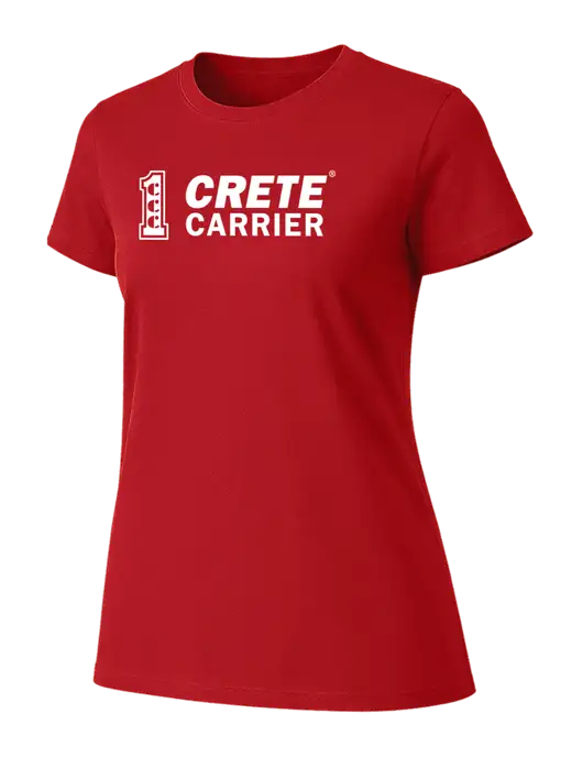 Womens Ring Spun Bright Red 4.5 oz T-Shirt w/Crete Carrier Logo