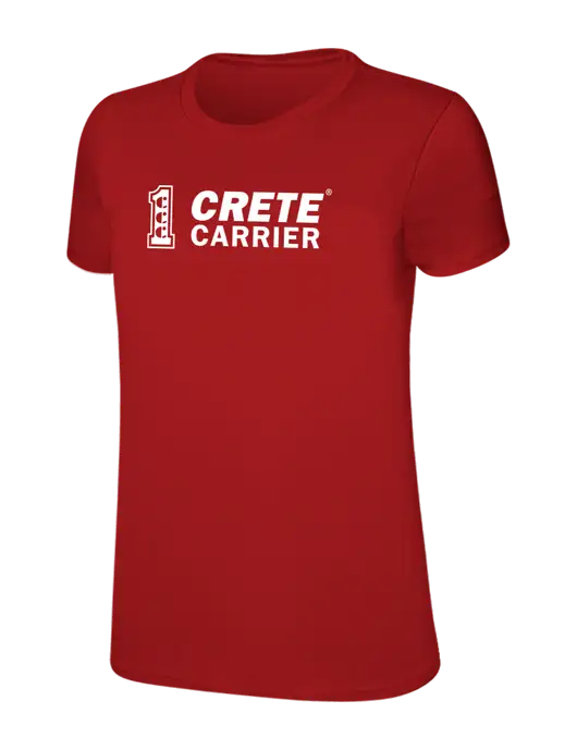 Womens Ring Spun Bright Red 4.5 oz T-Shirt w/Crete Carrier Logo