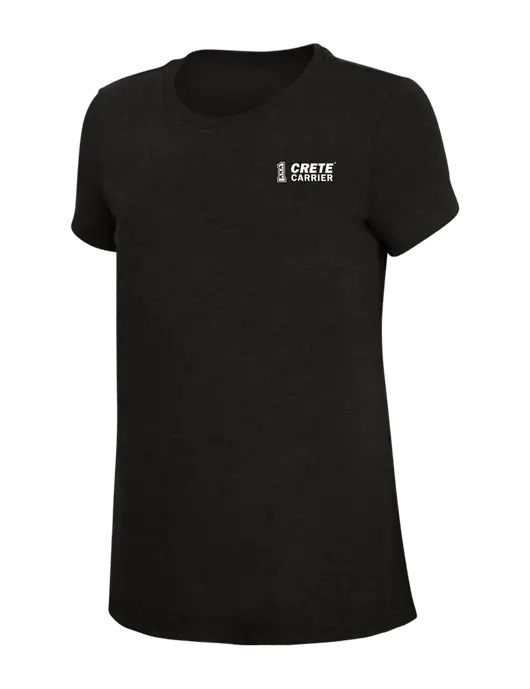 Womens Simply Soft Black 4.5oz Poly/Combed Ring Spun Cotton T-Shirt w/Crete Carrier Logo