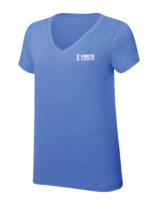 Womens Simply Soft V-Neck Royal Frost 4.5oz  Poly/Combed Ring Spun Cotton T-Shirt w/Crete Carrier Logo