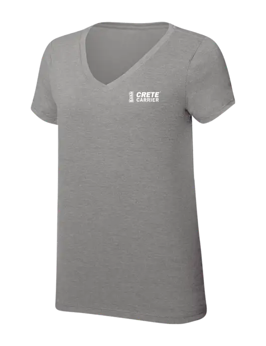 Womens Simply Soft V-Neck Grey Frost 4.5oz  Poly/Combed Ring Spun Cotton T-Shirt w/Crete Carrier Logo