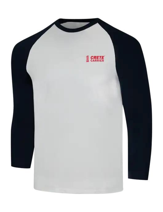 Simply Soft 3/4 Sleeve Black/White Ring Spun Cotton T-Shirt w/Crete Carrier Logo