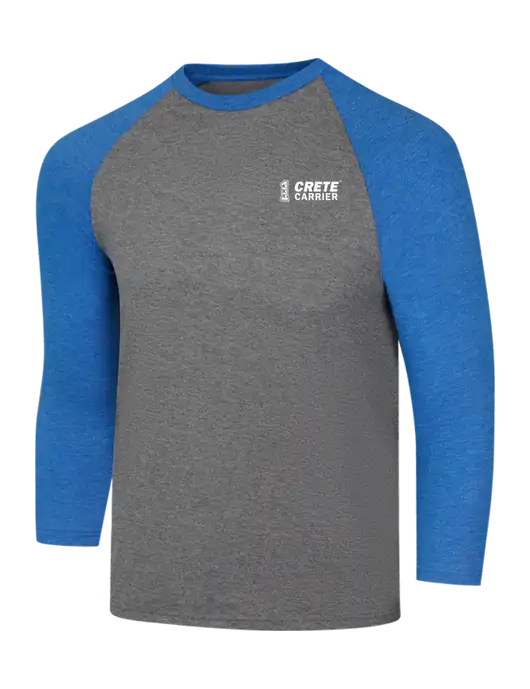 Simply Soft 3/4 Sleeve Royal Frost/Grey Frost Ring Spun Cotton T-Shirt w/Crete Carrier Logo
