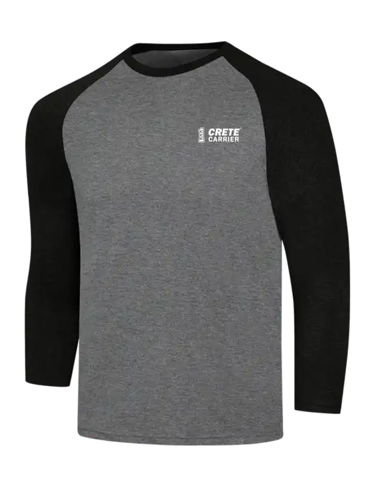 Simply Soft 3/4 Sleeve Black Frost/Grey Frost Ring Spun Cotton T-Shirt w/Crete Carrier Logo