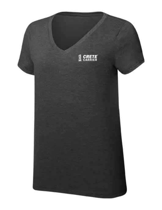 Womens Simply Soft V-Neck Black Frost 4.5oz  Poly/Combed Ring Spun Cotton T-Shirt w/Crete Carrier Logo