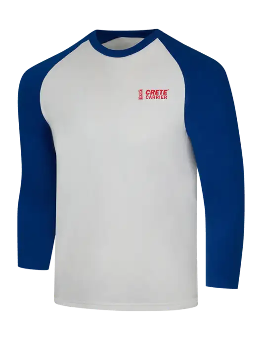 Simply Soft 3/4 Sleeve Dark Royal/White Ring Spun Cotton T-Shirt w/Crete Carrier Logo