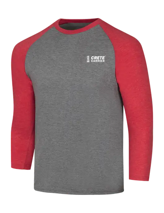 Simply Soft 3/4 Sleeve Red Frost/Grey Frost Ring Spun Cotton T-Shirt w/Crete Carrier Logo