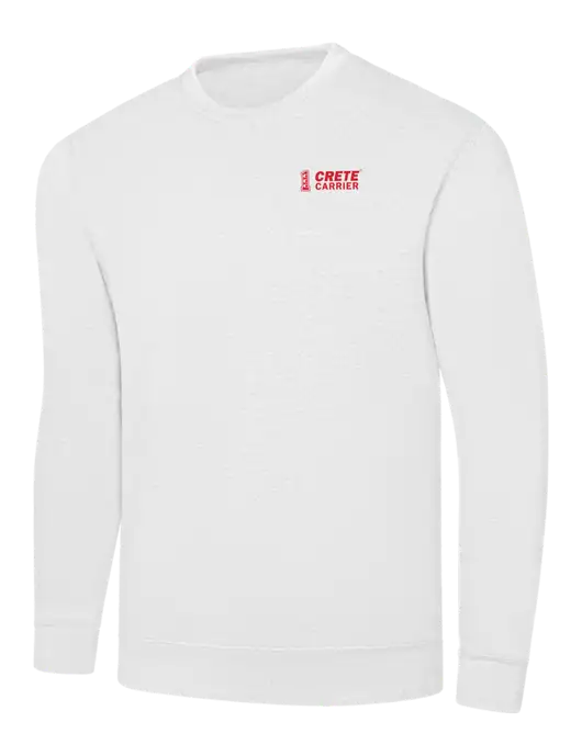 White 7.8 oz Ring Spun Crew Sweatshirt w/Crete Carrier Logo