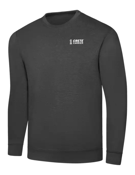 Dark Heather Grey 7.8 oz Ring Spun Crew Sweatshirt w/Crete Carrier Logo