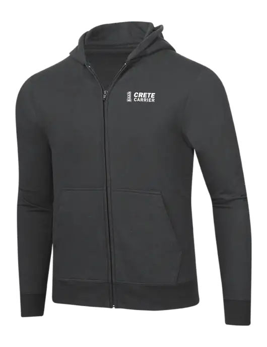 Charcoal 8.5 oz Ring Spun Zip Hooded Sweatshirt w/Crete Carrier Logo