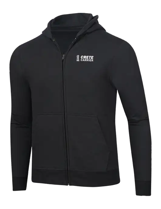 Jet Black 8.5 oz Ring Spun Zip Hooded Sweatshirt w/Crete Carrier Logo