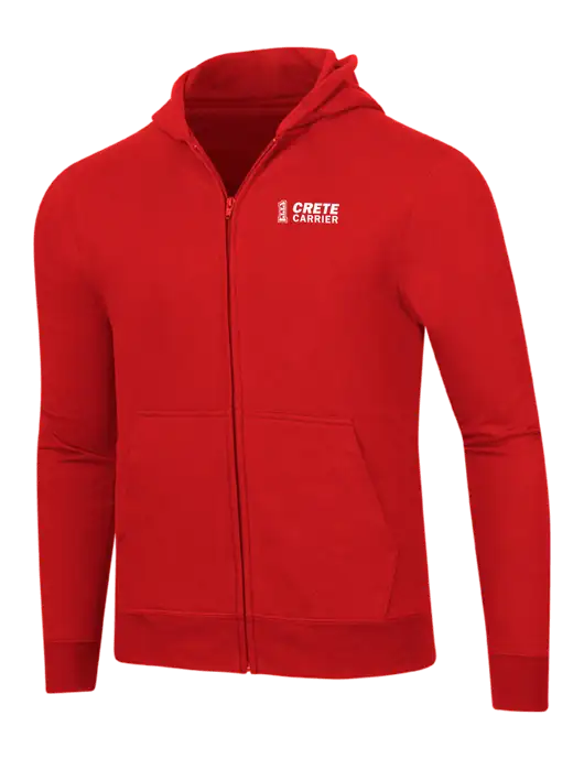Bright Red 8.5 oz Ring Spun Zip Hooded Sweatshirt w/Crete Carrier Logo