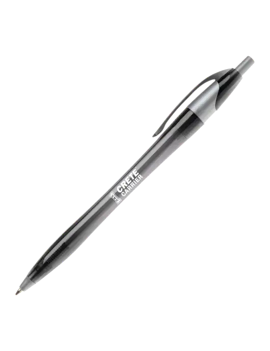 Novella Translucent Black/Silver Jewel Pen - Blue Ink w/Crete Carrier Logo