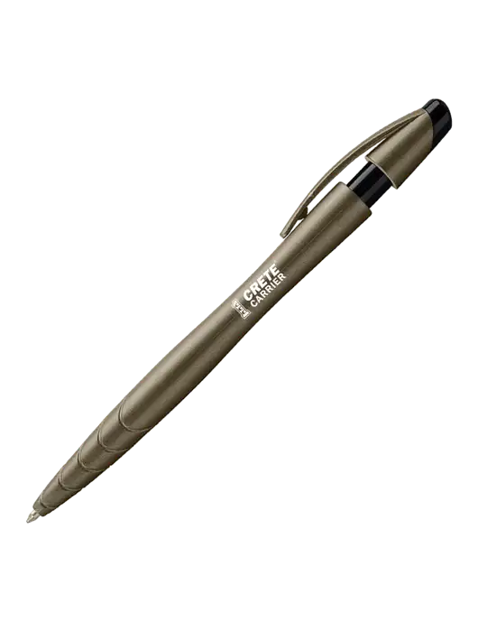 Awali Grey Metallic Pen - Black Ink w/Crete Carrier Logo