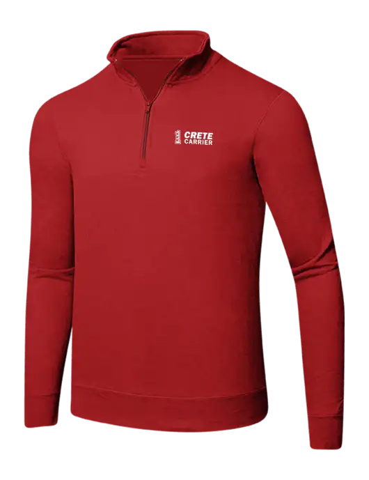 Bright Red 8.5 oz Ring Spun 1/4 Zip Pullover Sweatshirt w/Crete Carrier Logo
