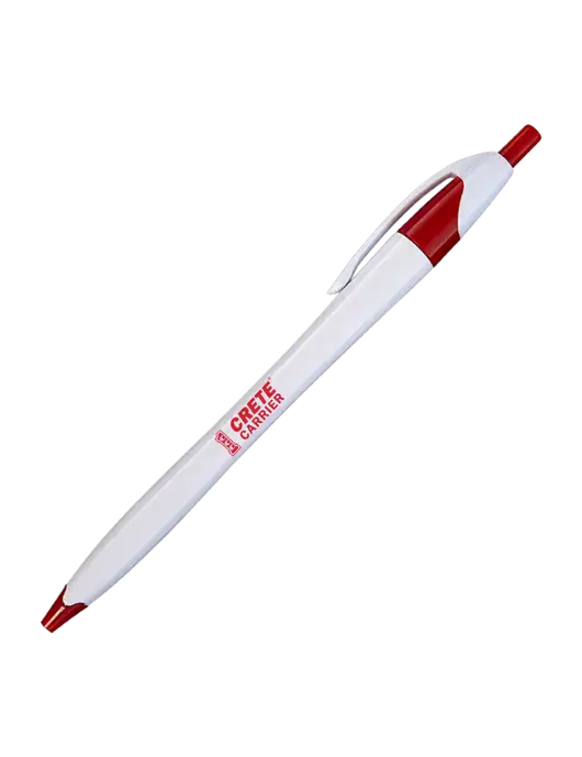 Novella White/Red Classic Pen - Blue Ink w/Crete Carrier Logo