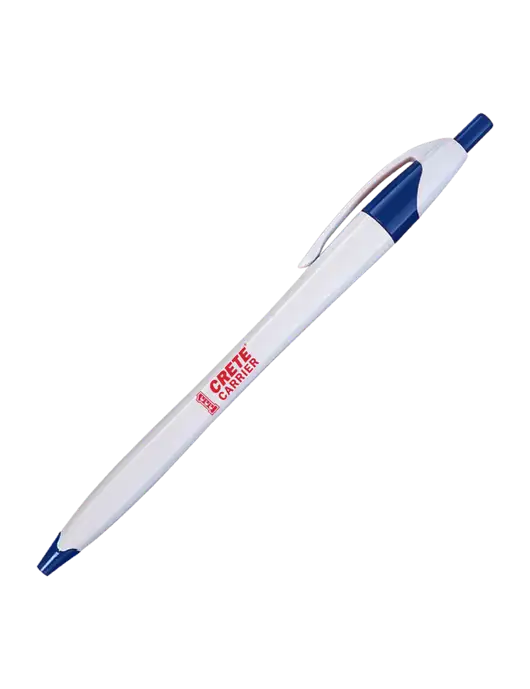 Novella White/Royal Classic Pen - Blue Ink w/Crete Carrier Logo
