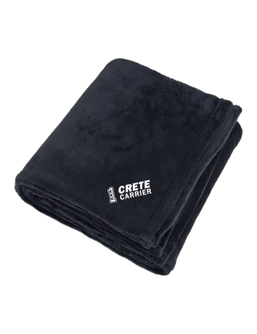 Oversized Deep Black Ultra Plush Blanket w/Crete Carrier Logo