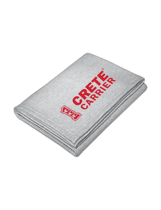 Core Light Grey Heather Fleece Sweatshirt Blanket w/Crete Carrier Logo