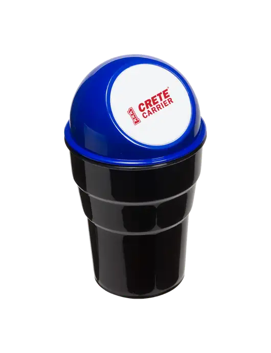 Blue Car Cup Holder Trash Can w/Crete Carrier Logo