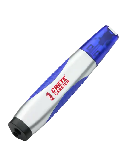 Silver/Blue Level Light Screwdriver Pen w/Crete Carrier Logo