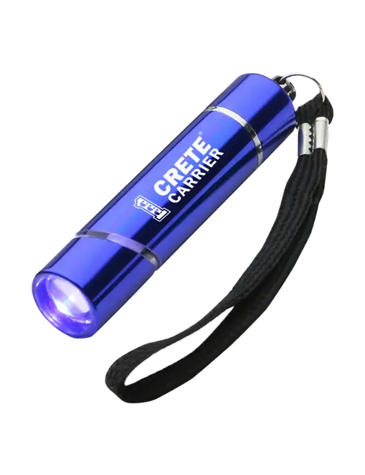 Blue Aluminum Scope LED Flashlight w/Crete Carrier Logo