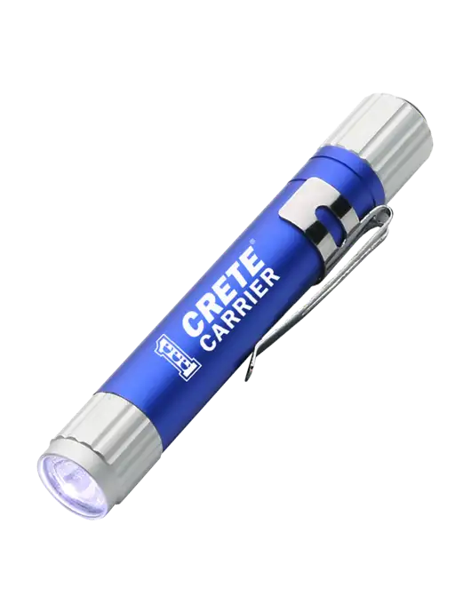 Blue Aluminum LED Penlight w/Crete Carrier Logo