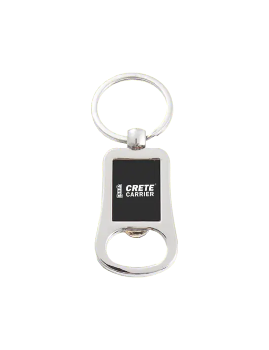 Silver & Black Bottle Opener Keychain w/Crete Carrier Logo