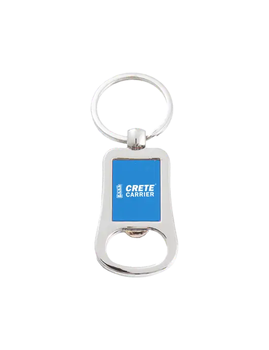 Silver & Blue Bottle Opener Keychain w/Crete Carrier Logo