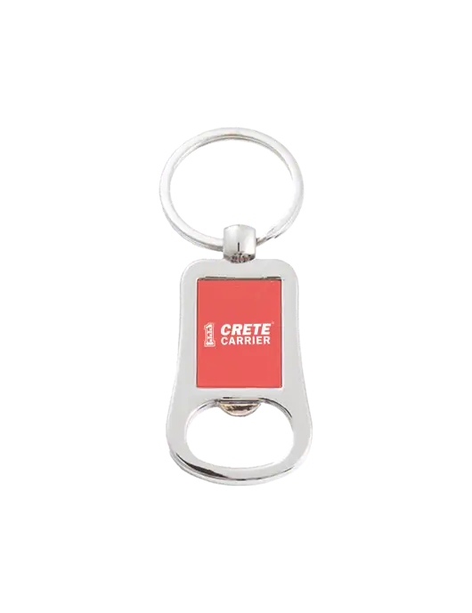 Silver & Red Bottle Opener Keychain w/Crete Carrier Logo