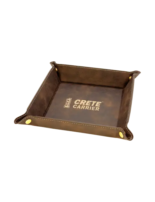 Rustic Leatherette Valet Tray, 6 x 6 w/Crete Carrier Logo
