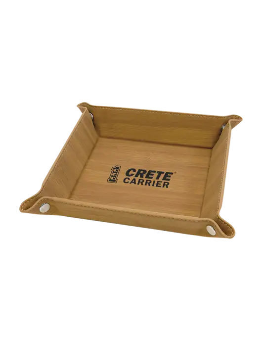 Bamboo Leatherette Valet Tray, 6 x 6 w/Crete Carrier Logo