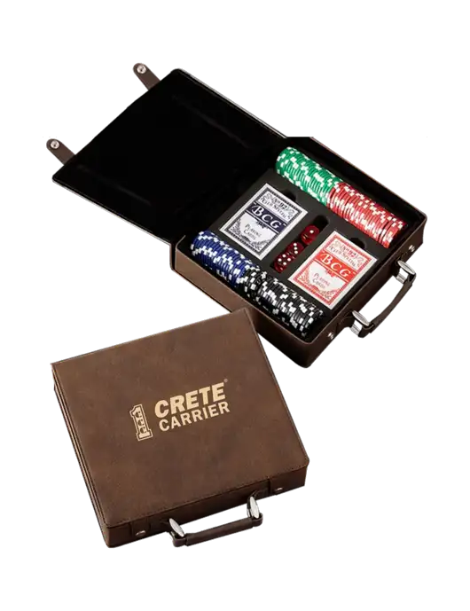 Rustic Leatherette 100 Chip Poker Set w/Crete Carrier Logo