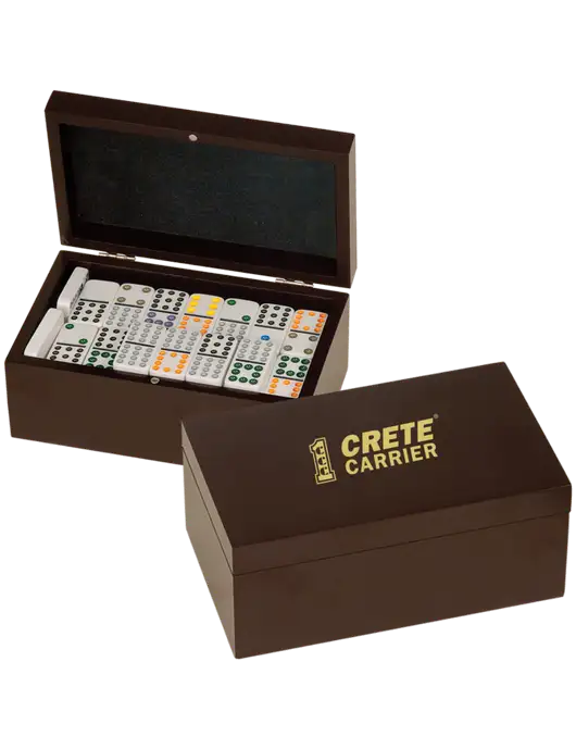 Rosewood Double Twelves 91 Piece Dominos Set w/Crete Carrier Logo