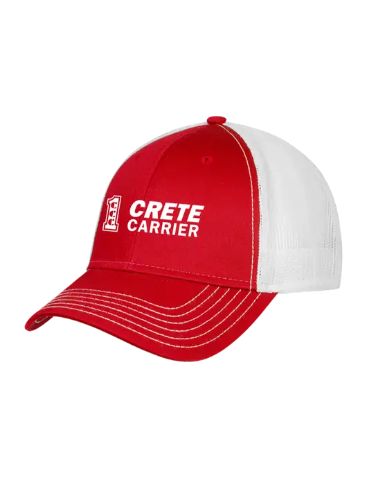 Red/White Mesh Trucker Cap Snap Back w/Crete Carrier Logo