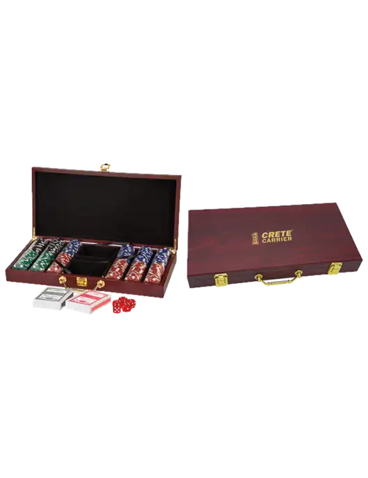 Rosewood Poker Set, 300 Chips w/Crete Carrier Logo