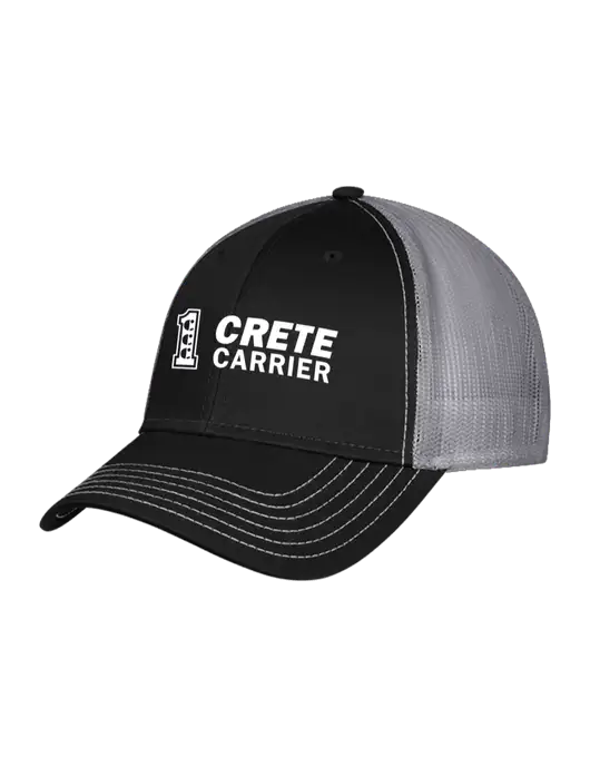 Black/Medium Dark Grey Mesh Trucker Cap Snap Back w/Crete Carrier Logo