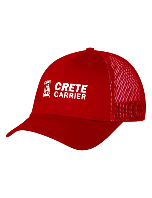 Red Mesh Trucker Cap Snap Back w/Crete Carrier Logo