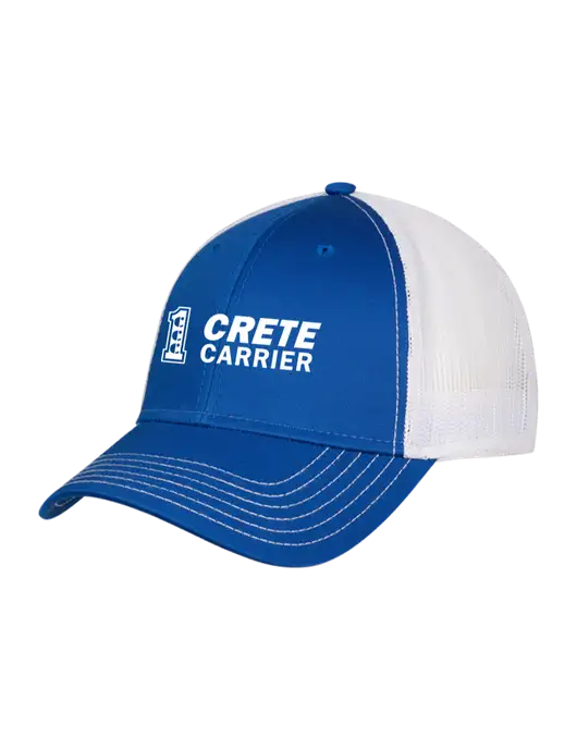 Royal & White Mesh Trucker Cap Snap Back w/Crete Carrier Logo